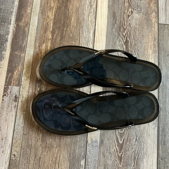 COACH BLACK THONG SANDAL FLATS WOMENS 9 NWT - Picture 3 of 8